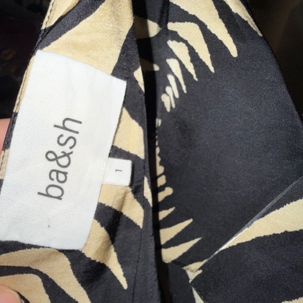 ba&sh Napi Graphic Print Midi Slip Dress Noir Black‎ Cream Size 1/ US 4 - Picture 7 of 9